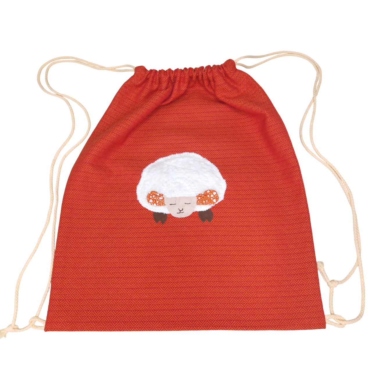 Kinder Beutel Leo Orange with drawstring, 100% cotton Storchenwiege fabric, handmade.