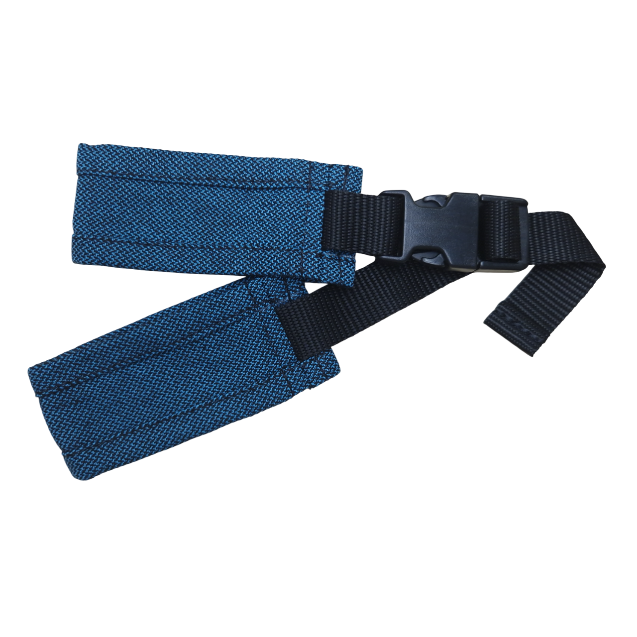 Babycarrier Brustgurt in blue with durable straps and buckle closure.
