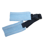 Blue babycarrier Brustgurt with black buckle, made from 100% cotton.