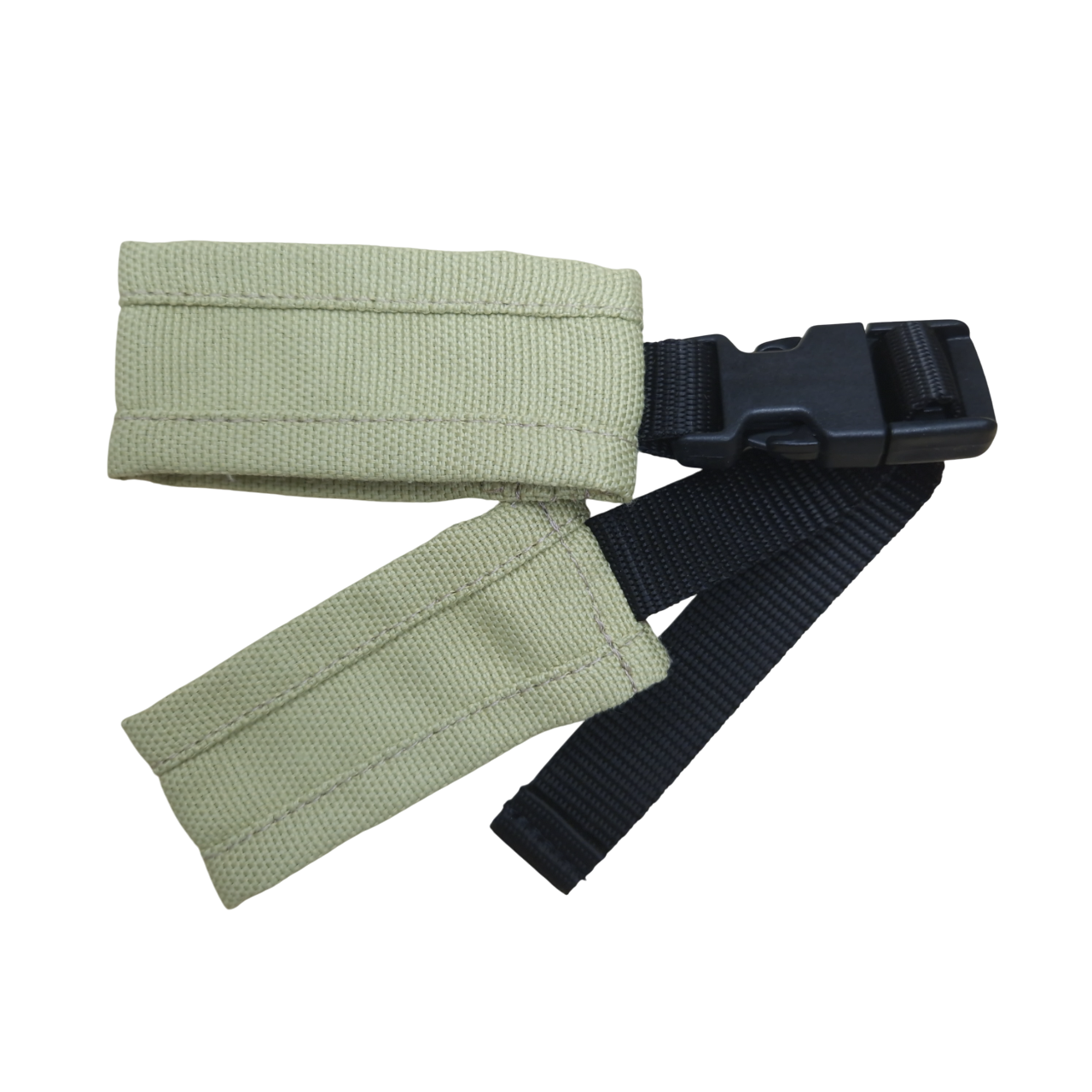 Babycarrier Brustgurt in beige and black, durable cotton material.