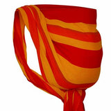 Tragetuch Albert in orange and red stripes, soft and diagonally elastic woven, 100% cotton, OEKO-TEX certified.