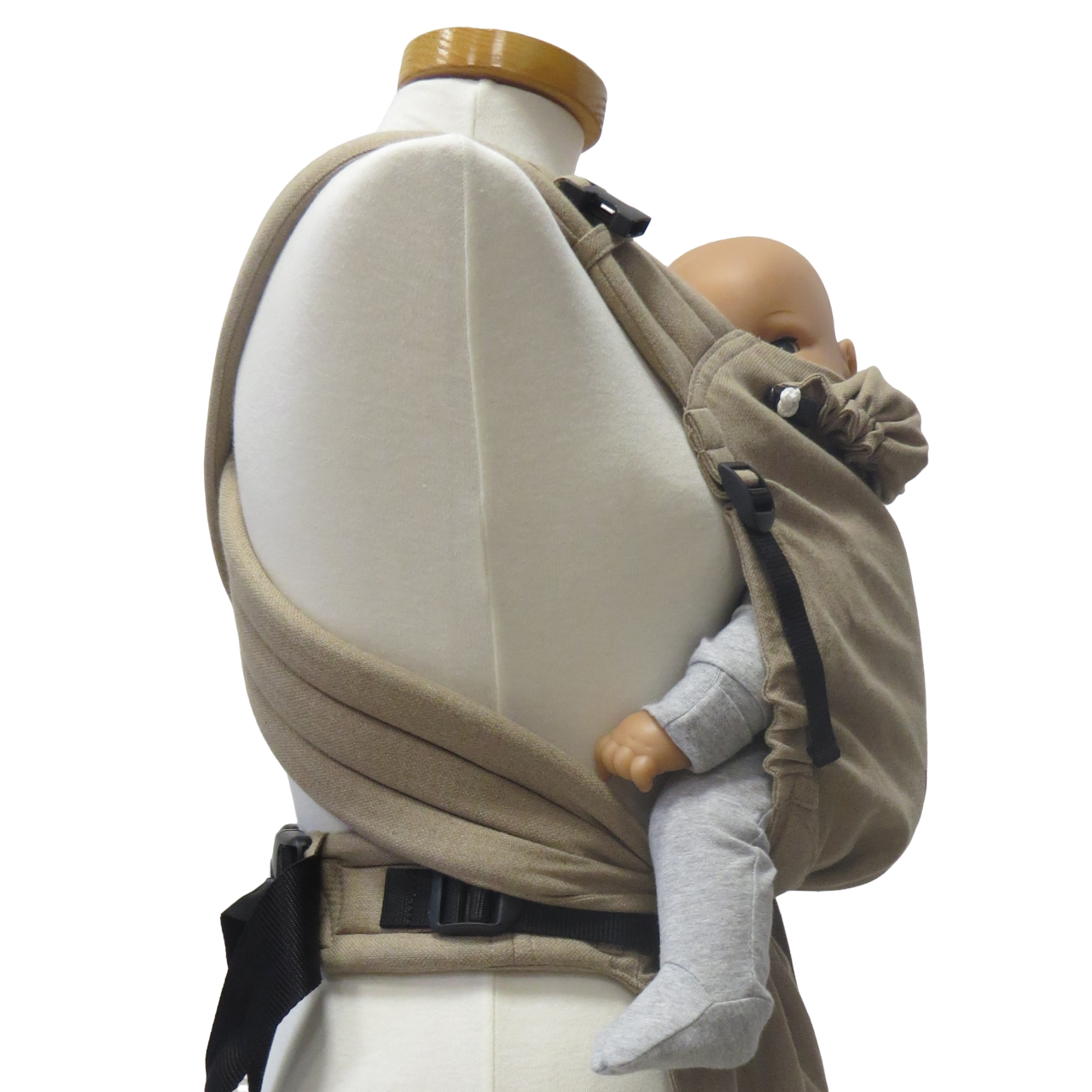 Babycarrier Sand half-buckle with adjustable, padded straps and safety buckle for infants.