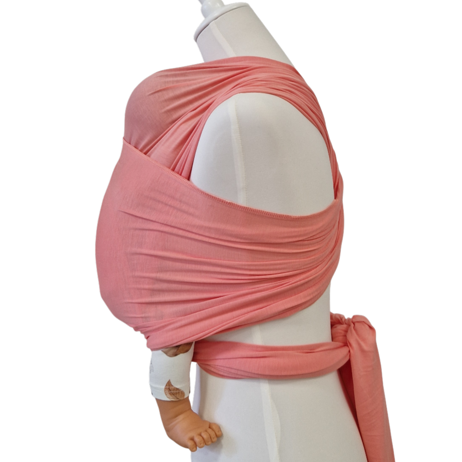 Bambustragetuch APRICOT aus weichem, elastischem Bambusgewebe in lachsfarben zum Babytragen bis 11 kg