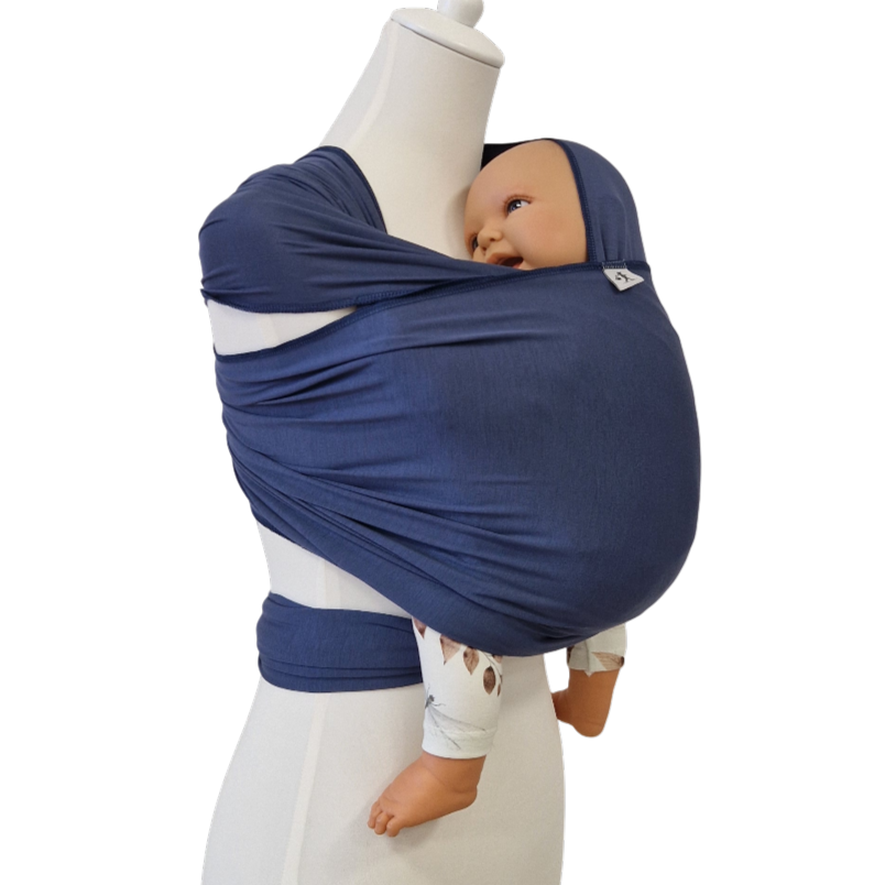 Blaue Bambustragetuch KORNBLUME aus weichem, elastischem Bambusgewebe für Babys von 2,5 bis 11 kg