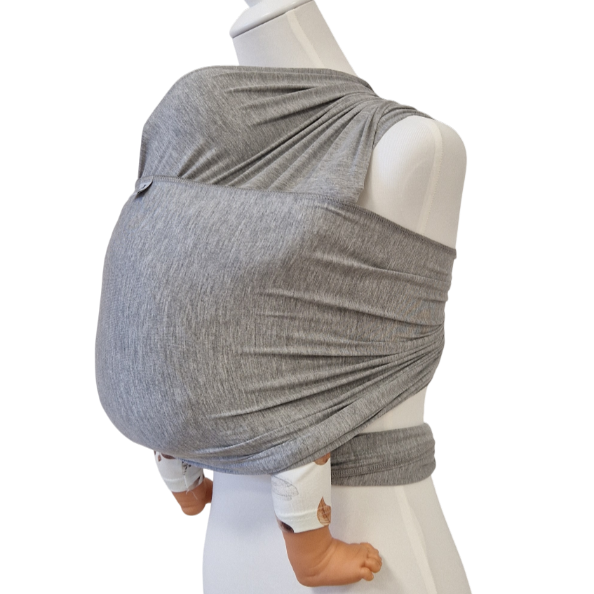Bambustragetuch PERLGRAU meliert aus weichem, elastischem Bambusstoff für Babytragen bis 11 kg in hellgrau