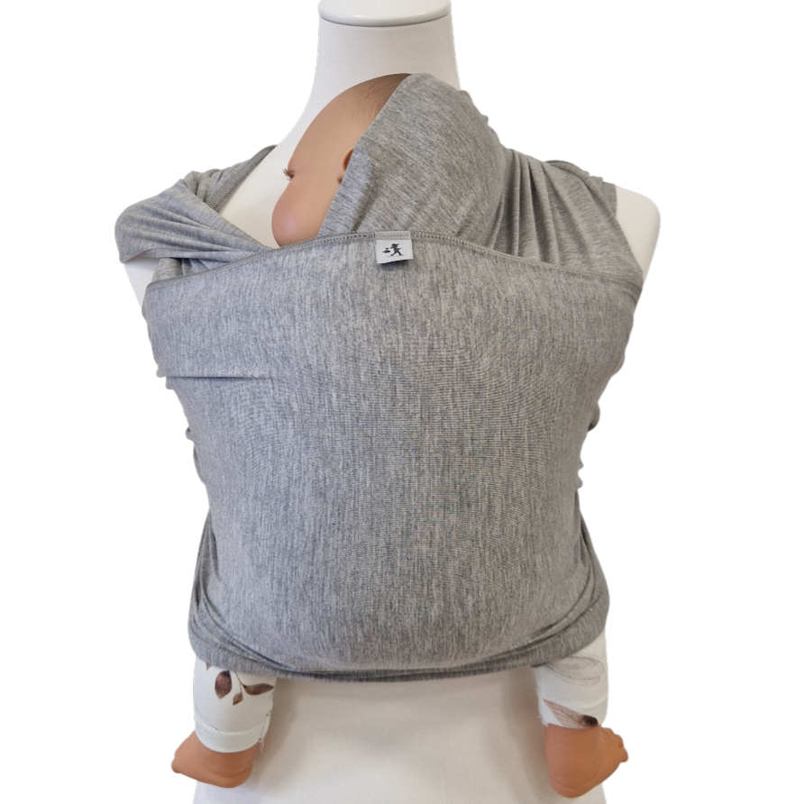 Bambustragetuch PERLGRAU meliert aus weichem atmungsaktivem Bambusgewebe mit Babytragfunktion und elastischem Komfort