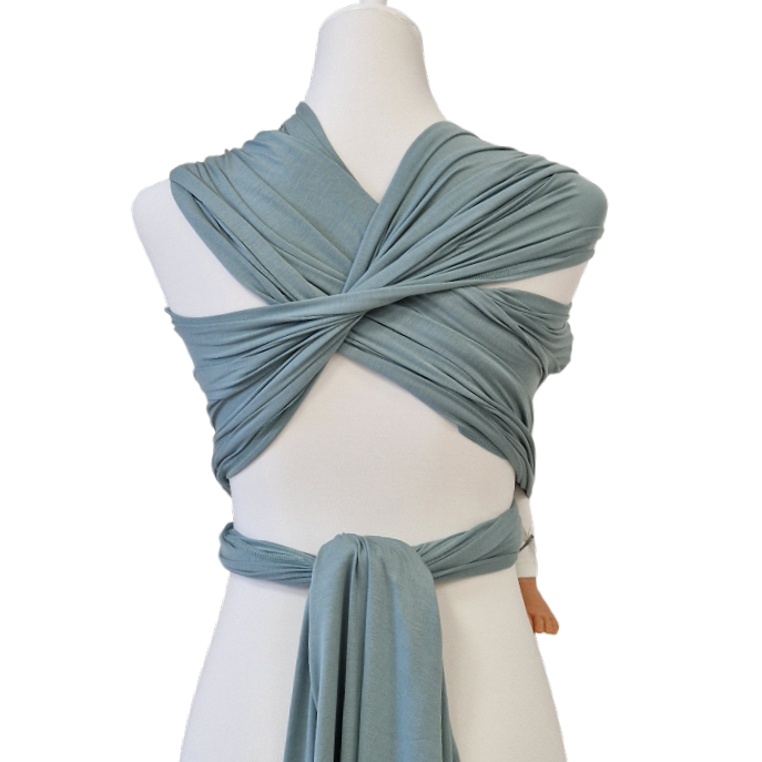 Bambustragetuch PISTAZIE in Mintgrün aus weichem, atmungsaktivem Bambusgewebe, elastisch und nachhaltig, für Babys 2,5-11 kg