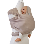 Bambustragetuch WÜSTENSAND aus weichem, elastischem Bambusstoff in Sandfarbe mit Babytragefunktion