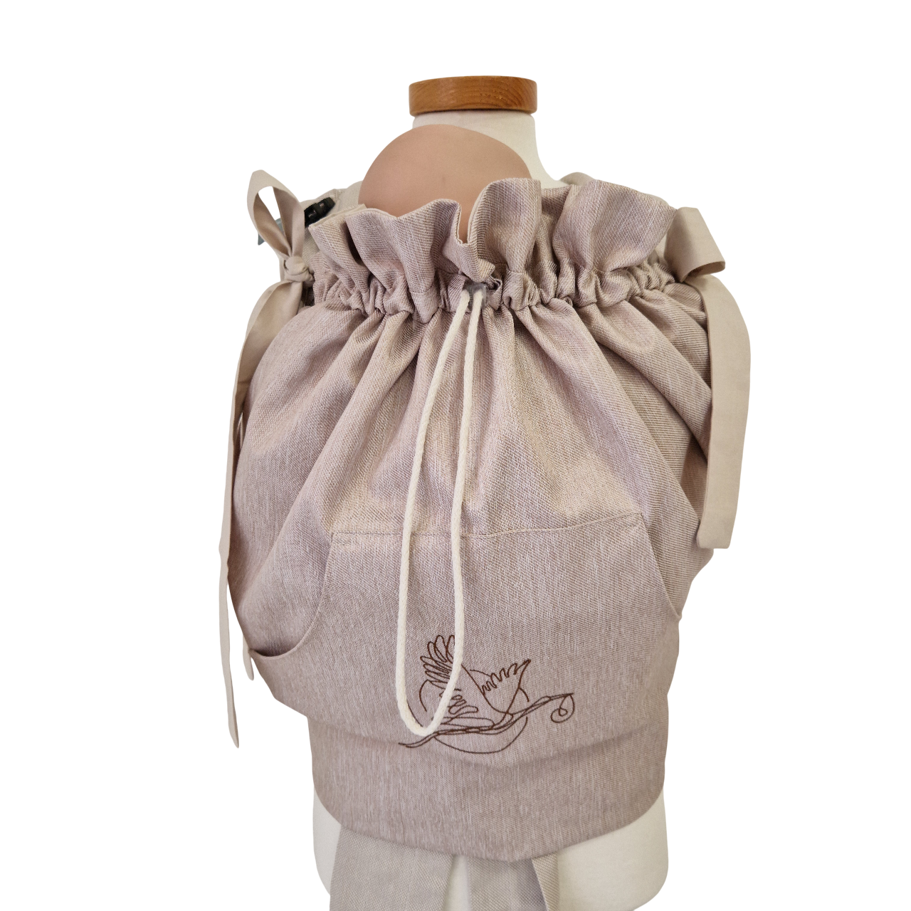 Storchenwiege Tragecover Natur, baby carrier cover for outdoor protection, adjustable design, natural color.