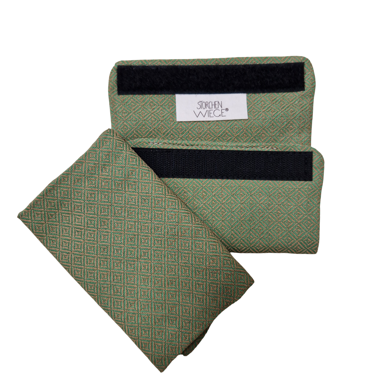 Babycarrier Gurtschoner in green with Velcro attachment, cotton material.