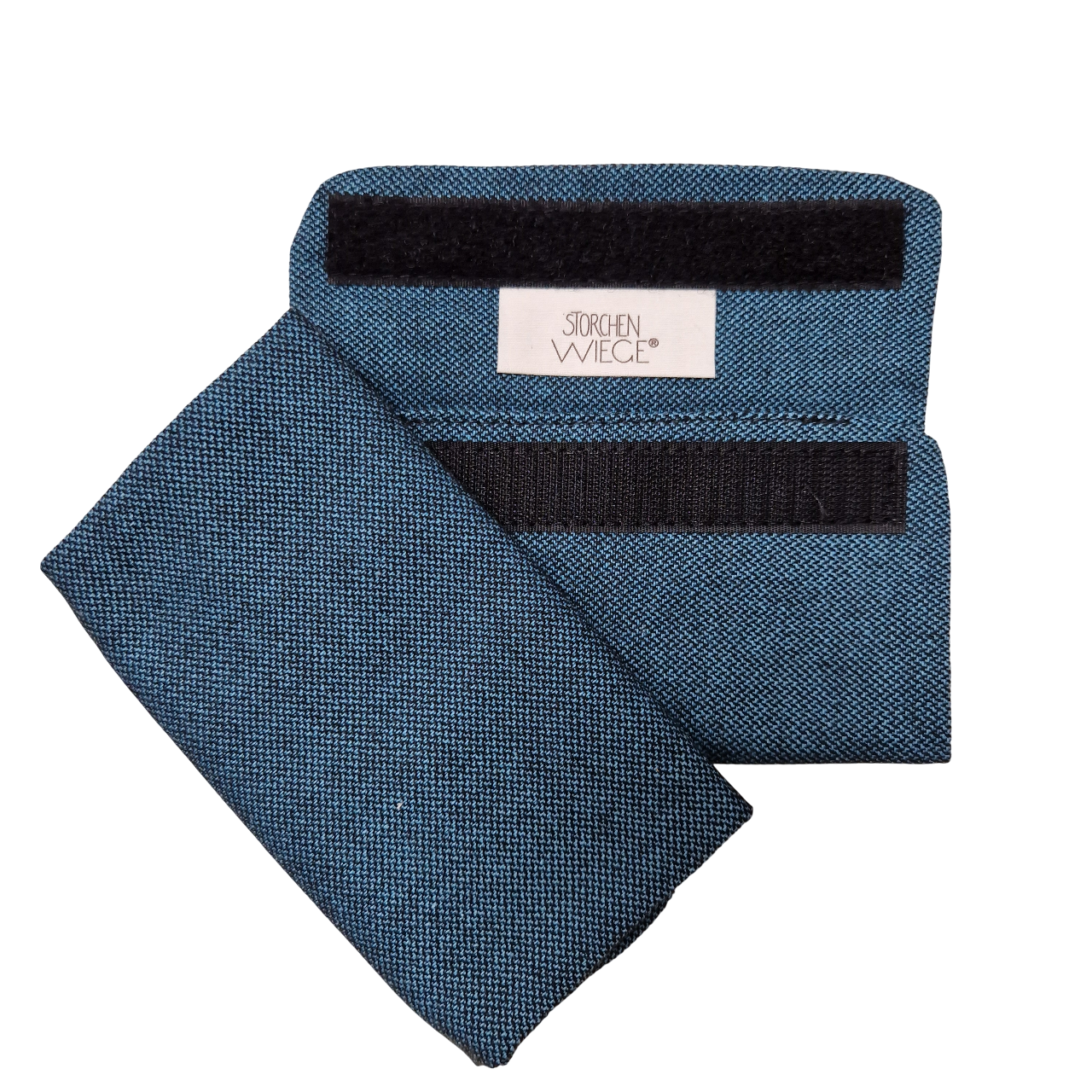 Babycarrier Gurtschoner, blue cotton strap protectors with Velcro.