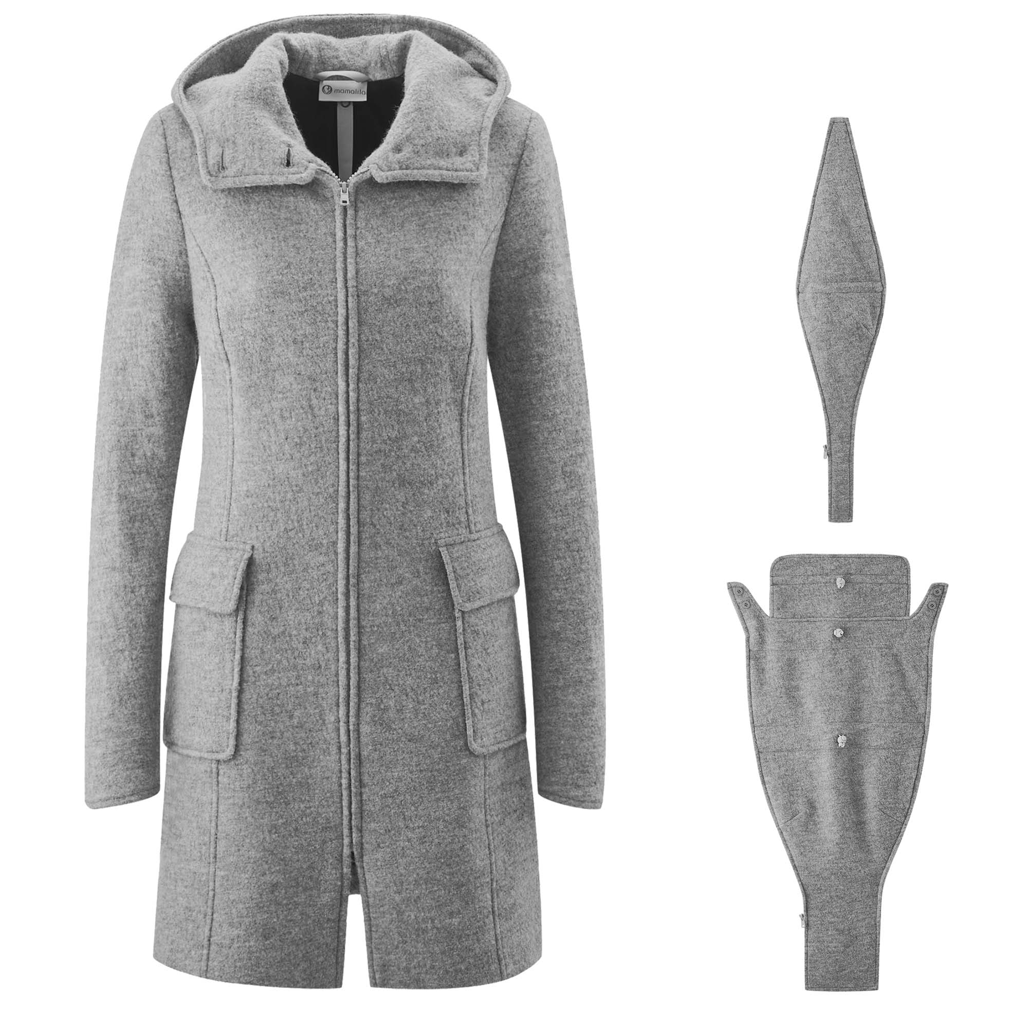 Mamalila Kapuzen Tragemantel Vienna, wool blend, winter coat with baby insert, German Design Award winner.