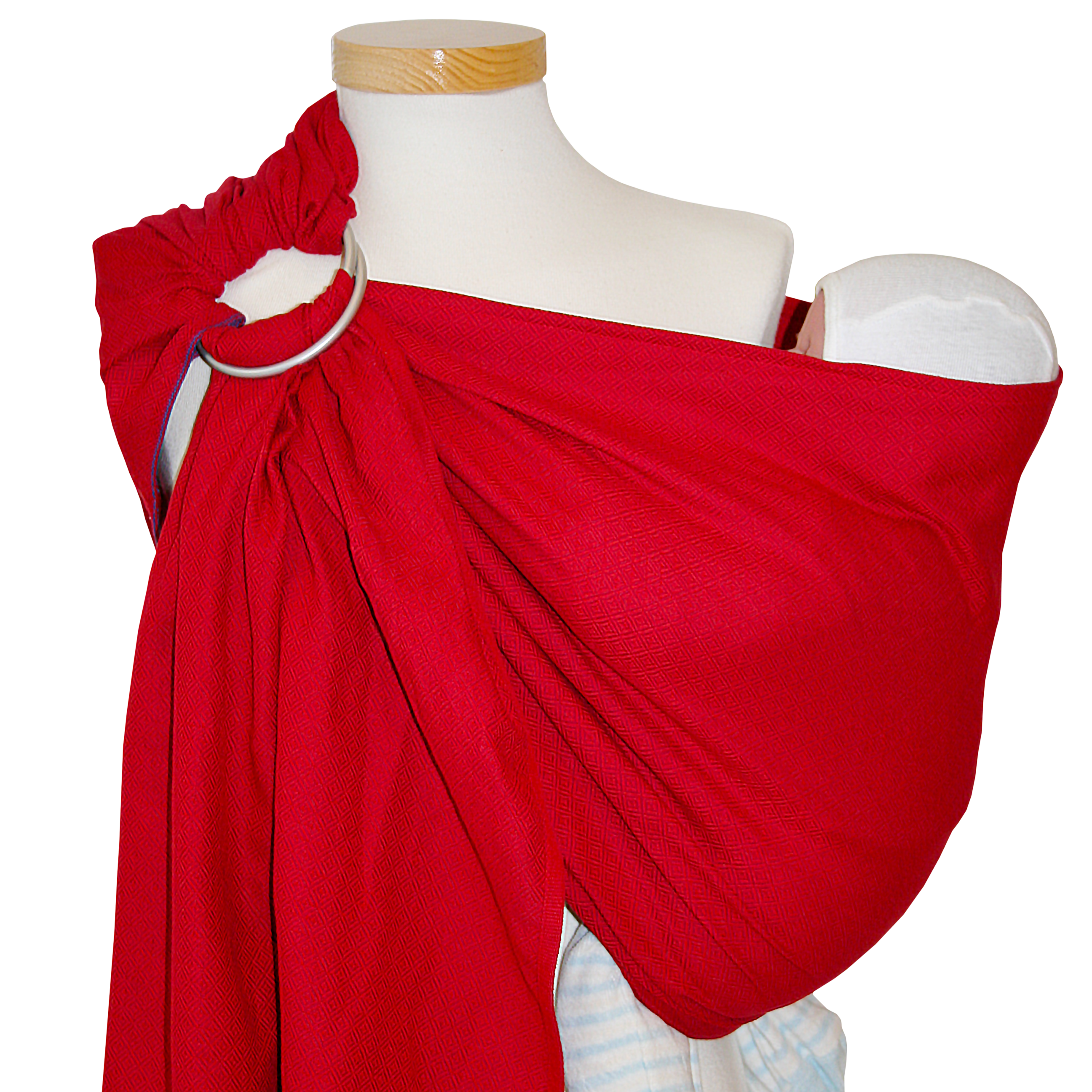 Ringsling Leo Rot with delicate red woven pattern.