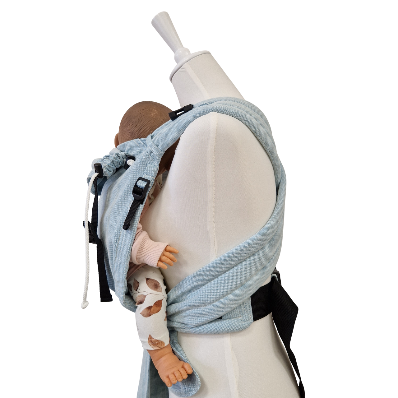 Babycarrier Aqua Half-Buckle-Babytrage in Aqua mit gepolsterten Trägern und Bauchgurt für Neugeborene bis 15 kg