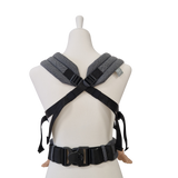 Valeno Graphit baby carrier with padded straps and secure buckles shown from back