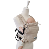 Valeno Mondstein beige baby carrier with padded straps and safety buckle for newborns and toddlers