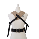 Valeno Sand baby carrier with padded straps and adjustable buckles shown on mannequin back view