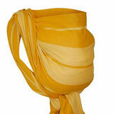 Tragetuch Vicky in soft, diagonally elastic fabric, yellow-striped design, made from 100% OEKO-TEX certified cotton.