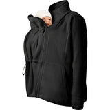 Black Mamalila Fleece Tragejacke babywearing jacket with breathable micro-sherpa fleece and adjustable neck protection