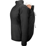 Black Mamalila Fleece Tragejacke babywearing jacket with breathable Micro-Sherpa fleece and adjustable neck protection