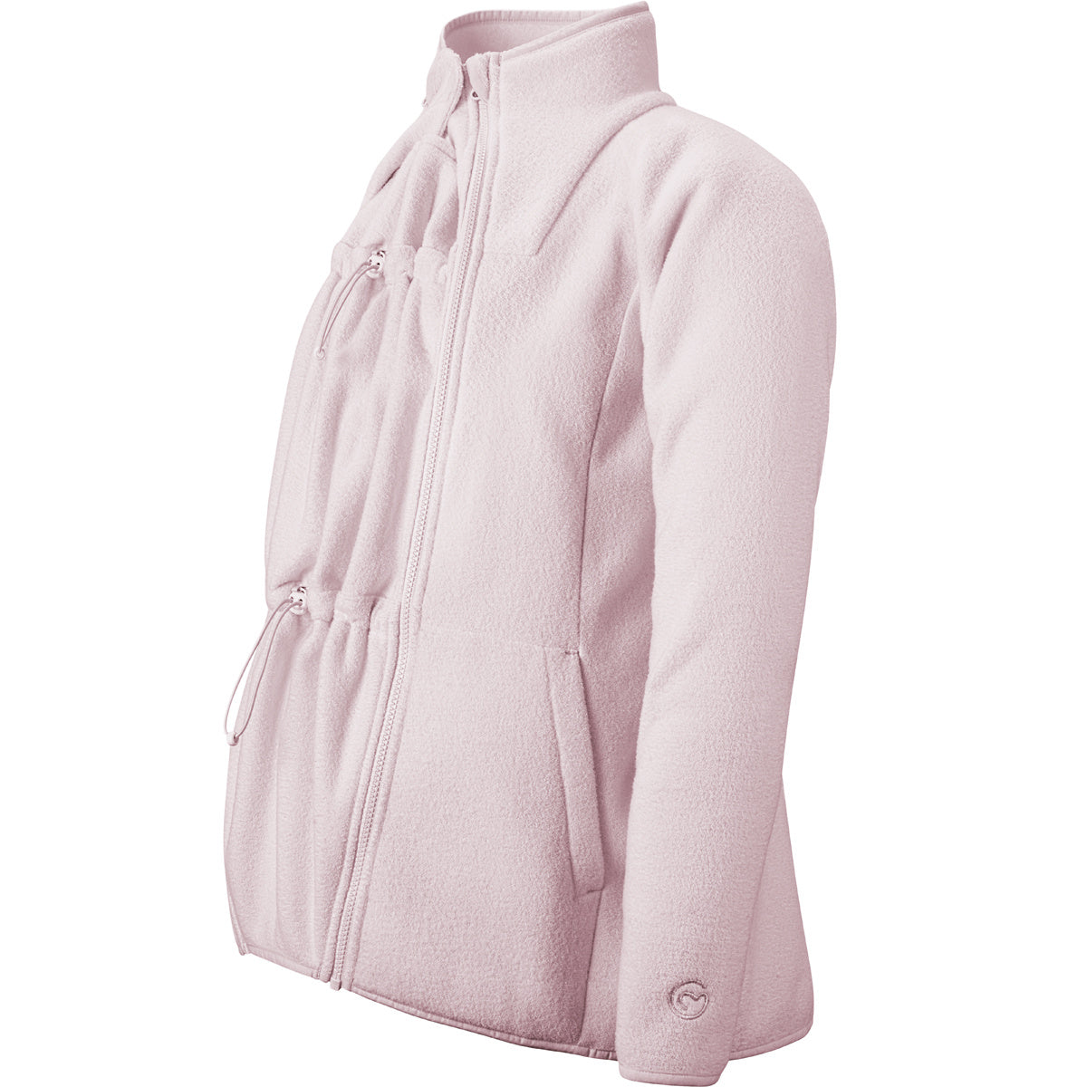 leichte rosa Mamalila Fleece Tragejacke aus atmungsaktivem Micro-Sherpa-Fleece mit Nackenschutz für Schwangerschaft und Babytragen vorne und hinten