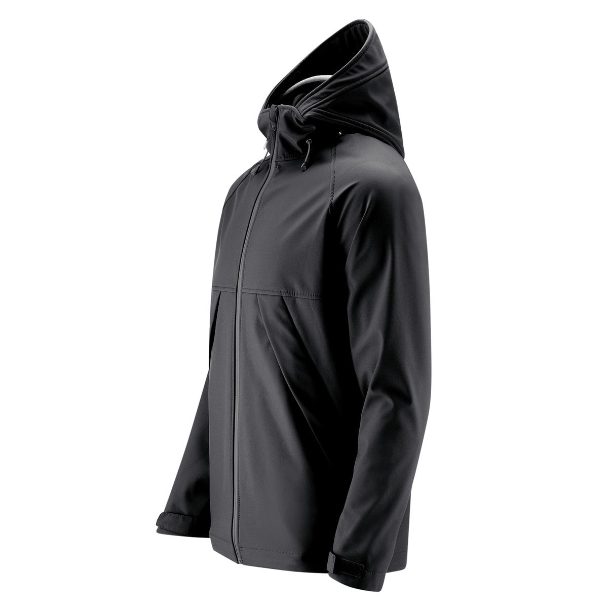 Mamalila Softshell Tragejacke men’s black babywearing jacket with hood and fleece lining