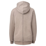 Beige Mamalila Sweat-Tragejacke London babywearing hoodie made of soft organic cotton with hood and back view.