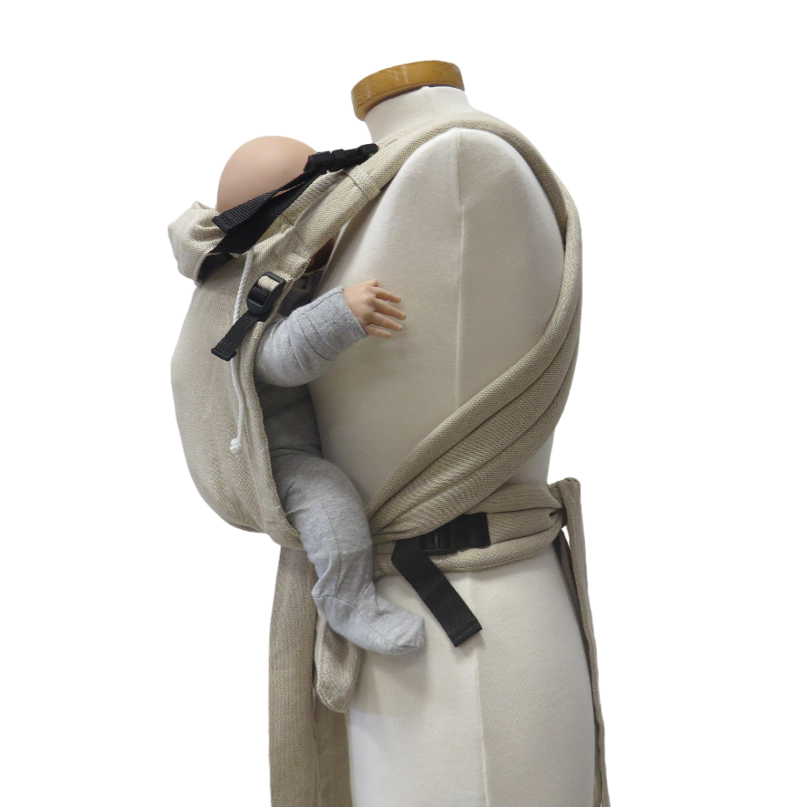 Babycarrier Natur Slim in trendy natural color, designed for comfort and adjustability, suitable from birth to 15 kg.