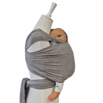 Bambustragetuch PERLGRAU aus weichem, elastischem Bambusgewebe für Babys von 2,5 bis 9 kg
