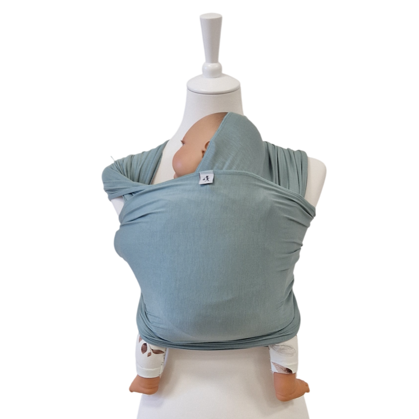 Weiches Bambustragetuch PISTAZIE aus atmungsaktivem Bambusgewebe, ideal für Babys bis 9 kg, in pistaziengrün.