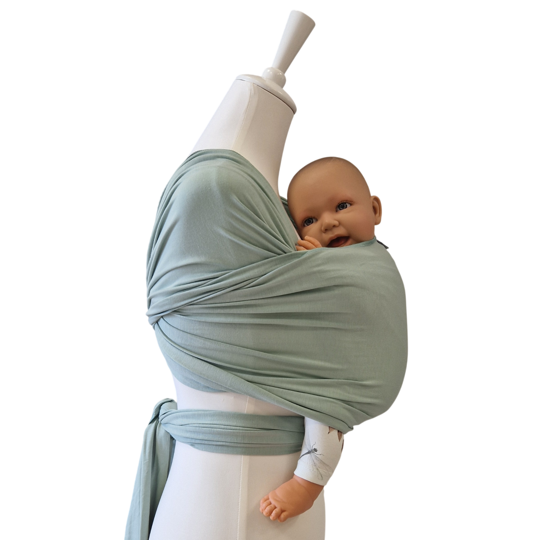 Bambustragetuch PISTAZIE aus weichem, atmungsaktivem Bambusgewebe für Babys bis 9 kg, nachhaltig und leicht