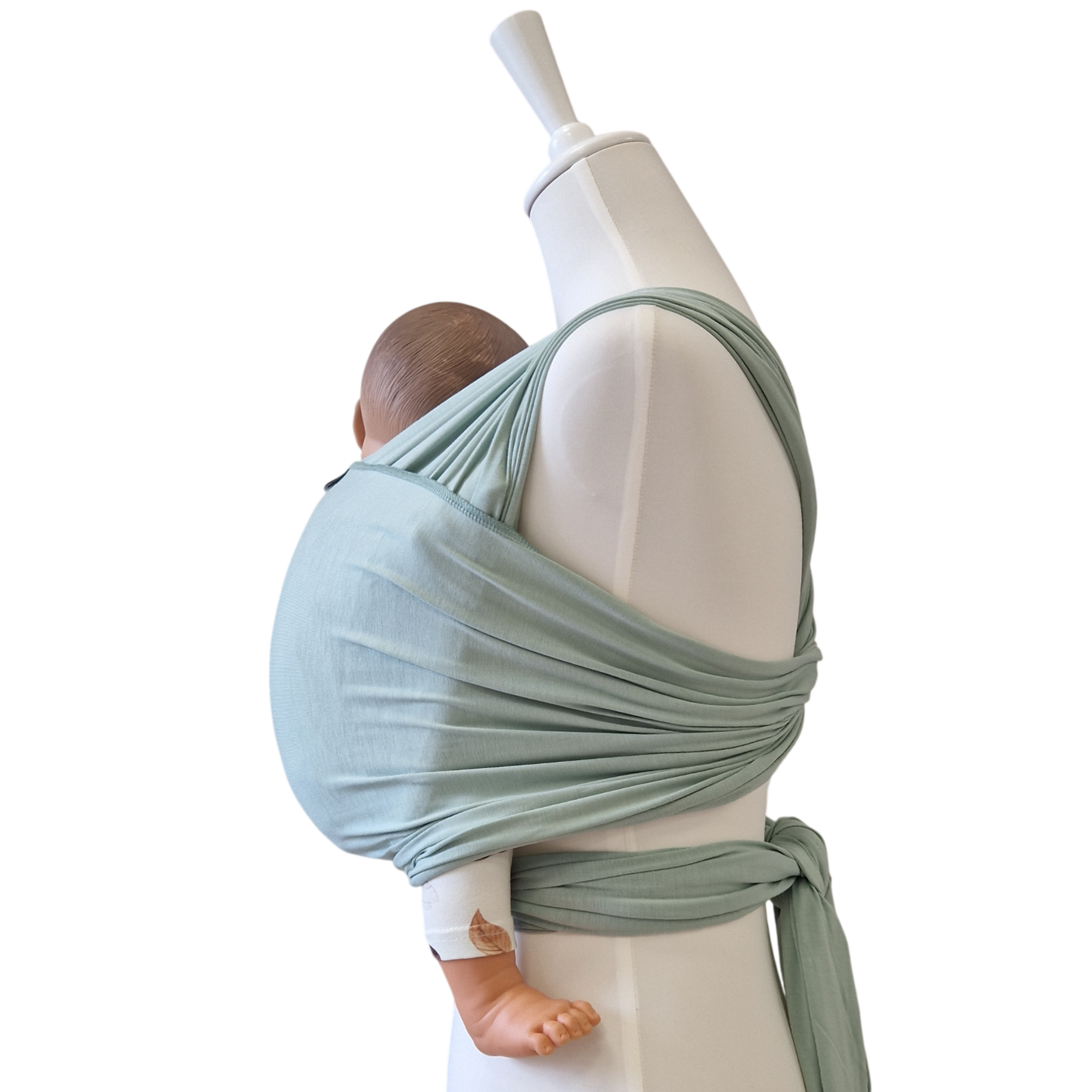 Bambustragetuch PISTAZIE aus weichem, atmungsaktivem Bambusgewebe in Pistaziengrün, ideal für Babys von 2,5 bis 9 kg
