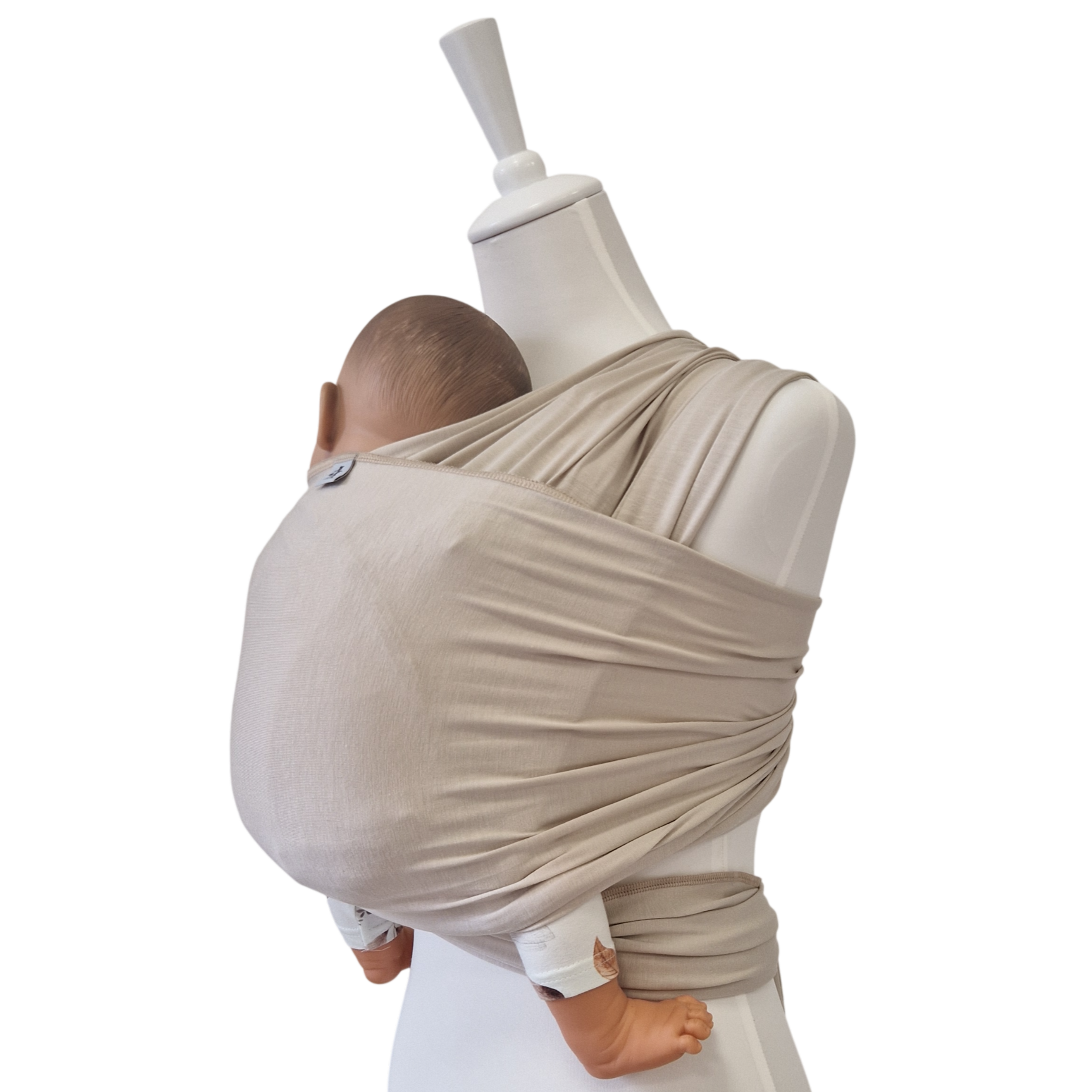 Bambustragetuch WÜSTENSAND aus weichem, atmungsaktivem Bambus-Mischgewebe in Sandfarbe, ideal für Babys 2,5-9 kg
