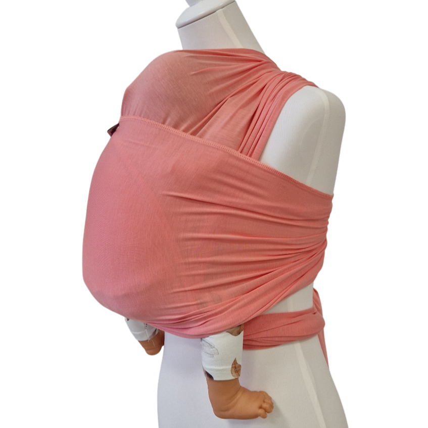 Bambustragetuch APRICOT in lachsfarben, weiches und elastisches Babytragetuch aus 100% Bambus, atmungsaktiv und leicht, 50 cm breit und 4,3 m lang