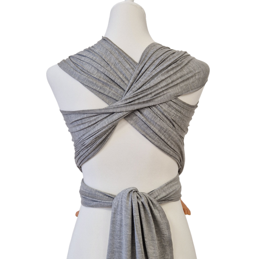 Bambustragetuch PERLGRAU meliert aus weichem, elastischem Bambusgewebe für Babys bis 11 kg