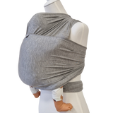 Bambustragetuch PERLGRAU meliert aus weichem, elastischem Bambusstoff für Babytragen bis 11 kg in hellgrau