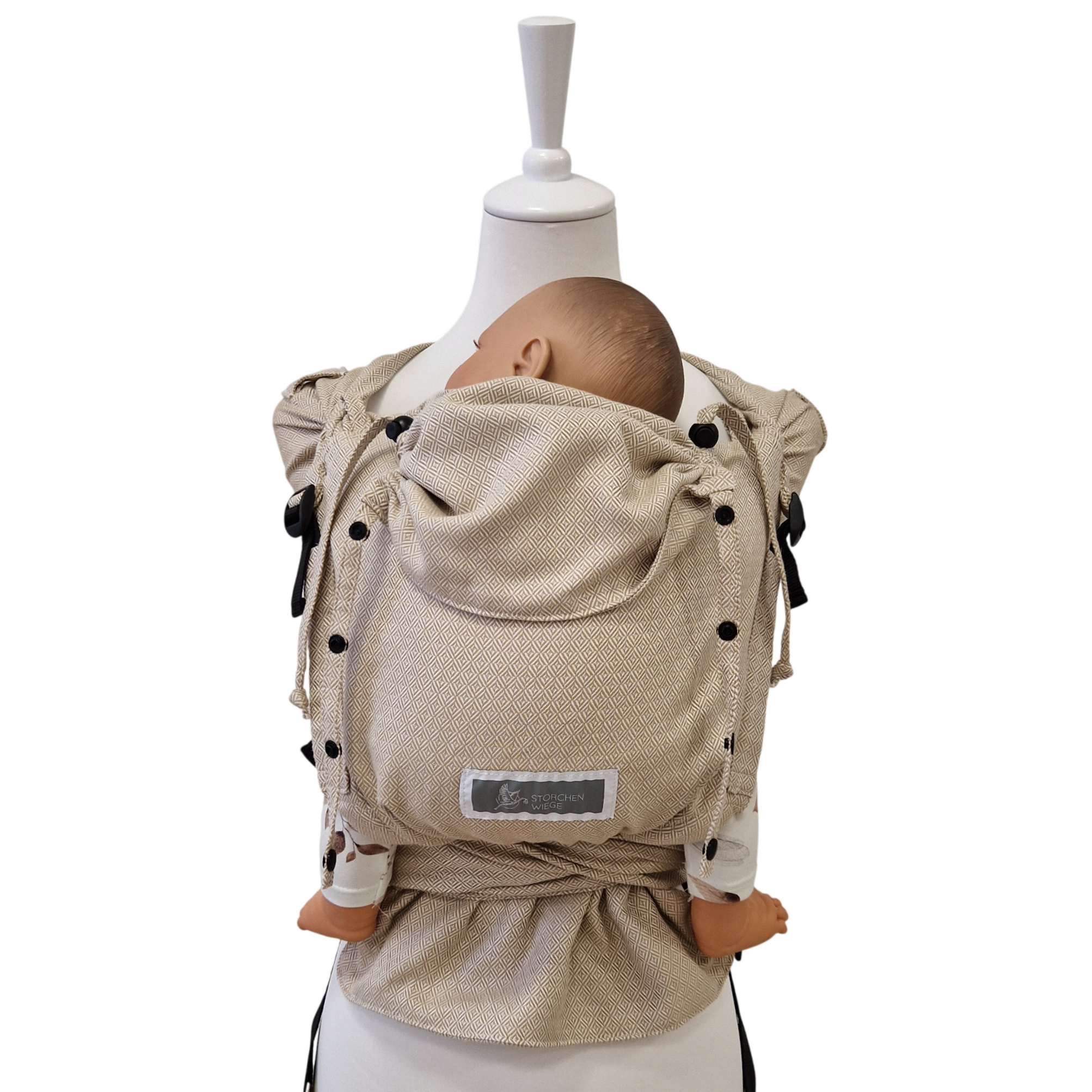 Babytrage ab Geburt ergonomisch mit gepolstertem Hüftgurt und breiten Schulterträgern