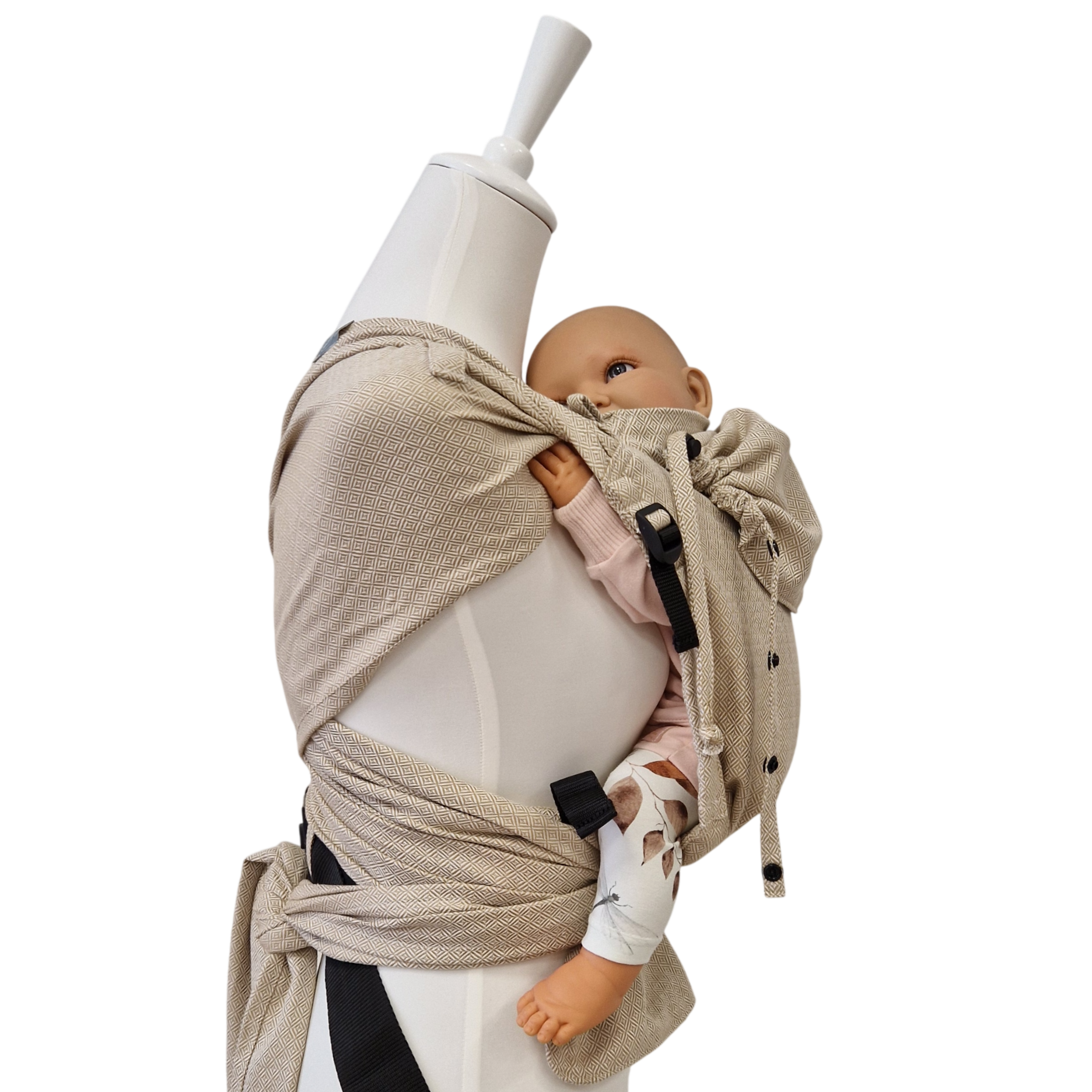 Ergonomische Babytrage ab Geburt aus Baumwolle mit gepolstertem Hüftgurt und breiten Schulterträgern für optimalen Komfort und Halt