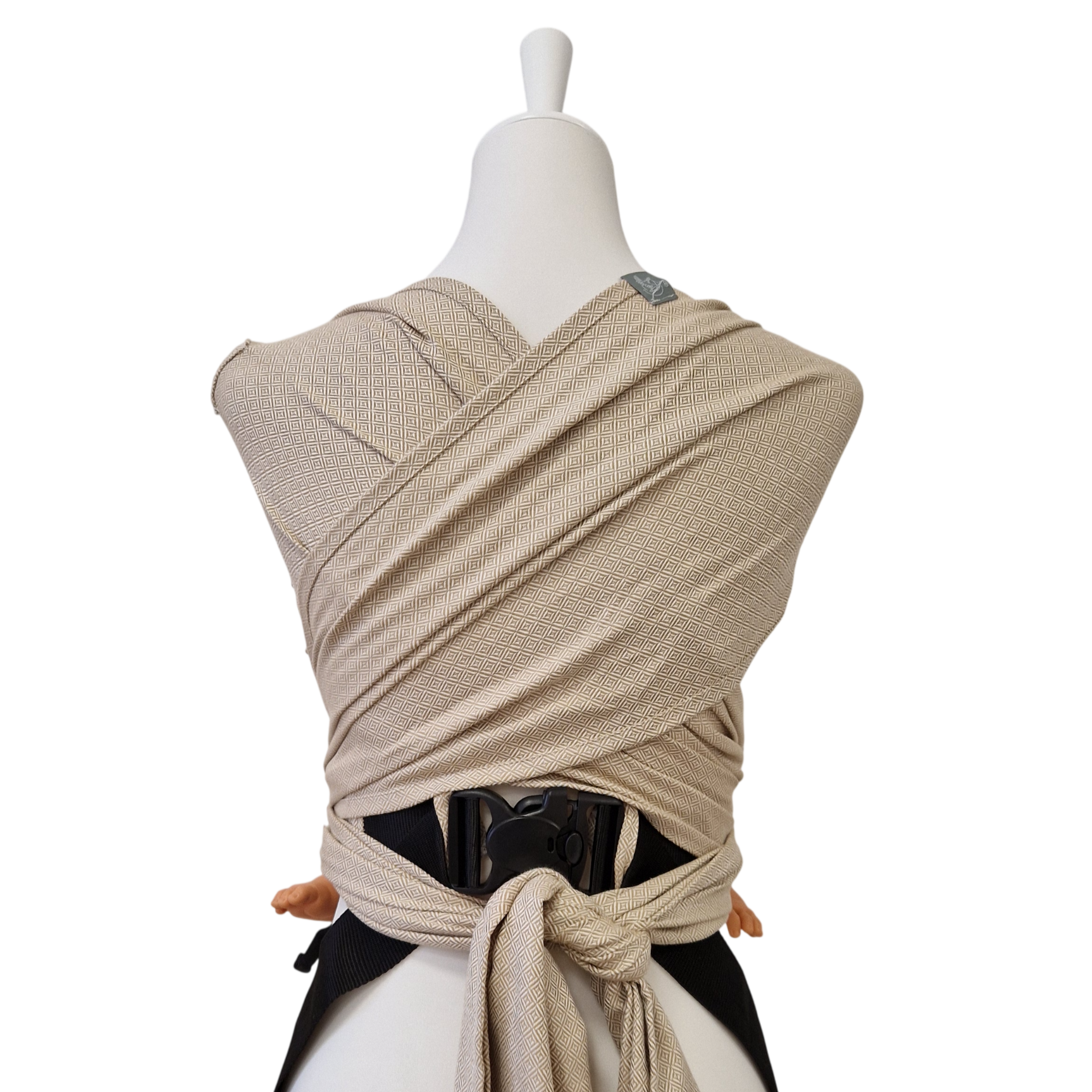 Ergonomische Babytrage ab Geburt aus 100% Baumwolle mit gepolstertem Hüftgurt und integrierter Kopfstütze, ideal für Neugeborene und Alltagstragen