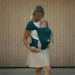 Bondima Türkis Babytrage mit breiten Trägern, Hüftgurt und Brustgurt, ergonomisch und aus 100% Baumwolle