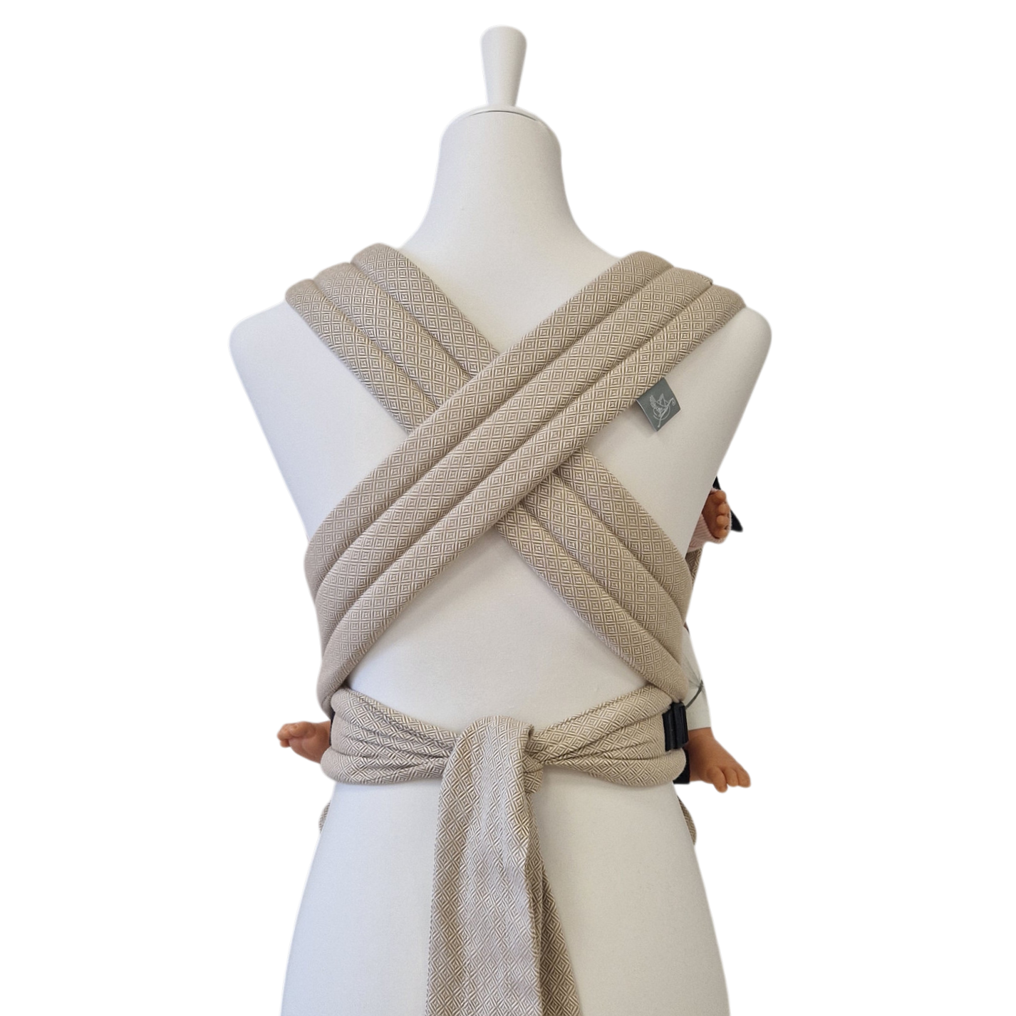 Ergonomische Babytrage zum Binden ab Geburt mit gepolsterten Trägern und Hüftgurt