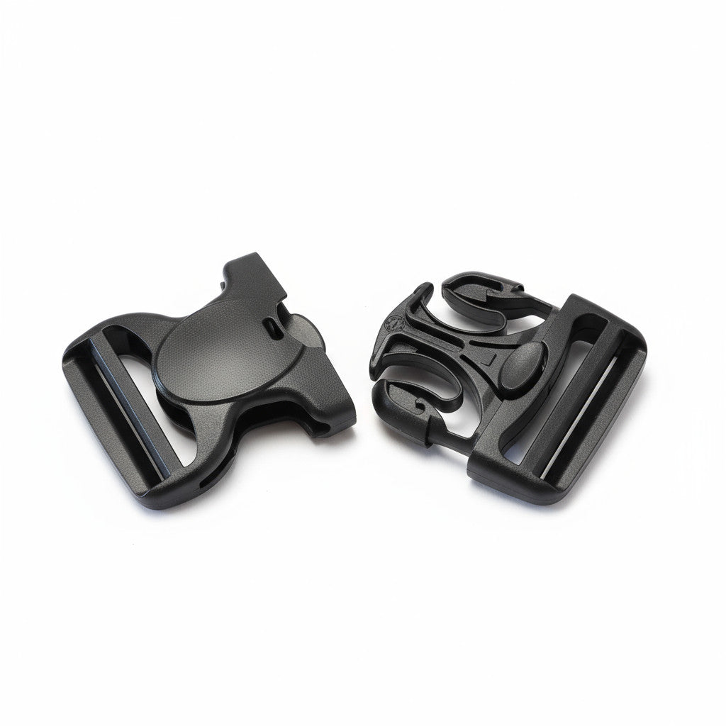 Schwarze Ersatzschnalle für Hüftgurt zur Babytrage mit einfachem Austausch am Gurtband