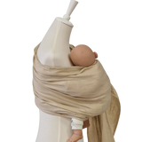 Leinen-RingSling ELFENBEIN baby carrier in ecru linen fabric showing ergonomic babywearing wrap