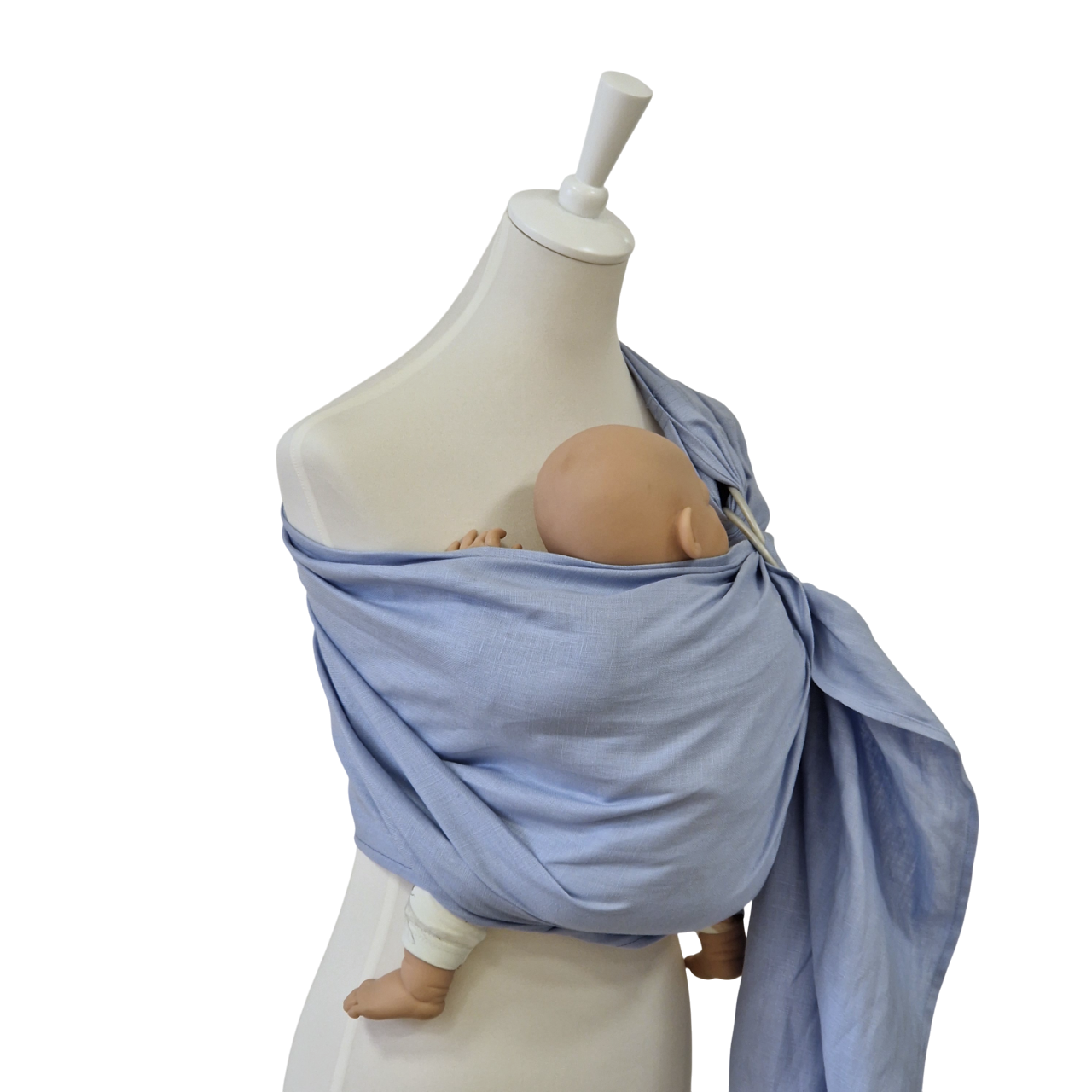 Hellblau Leinen-RingSling KRISTALLKLAR Babytrage aus atmungsaktivem 100% Leinen für 3,5-15 kg Babys
