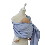 Hellblau Leinen-RingSling KRISTALLKLAR Babytrage aus atmungsaktivem 100% Leinen für 3,5-15 kg Babys