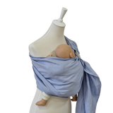 Hellblau Leinen-RingSling KRISTALLKLAR Babytrage aus atmungsaktivem 100% Leinen für 3,5-15 kg Babys