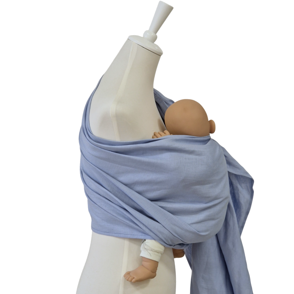 Leinen-RingSling KRISTALLKLAR hellblauer Baby-Trage aus atmungsaktivem 100% Leinen für Babys 3,5-15 kg