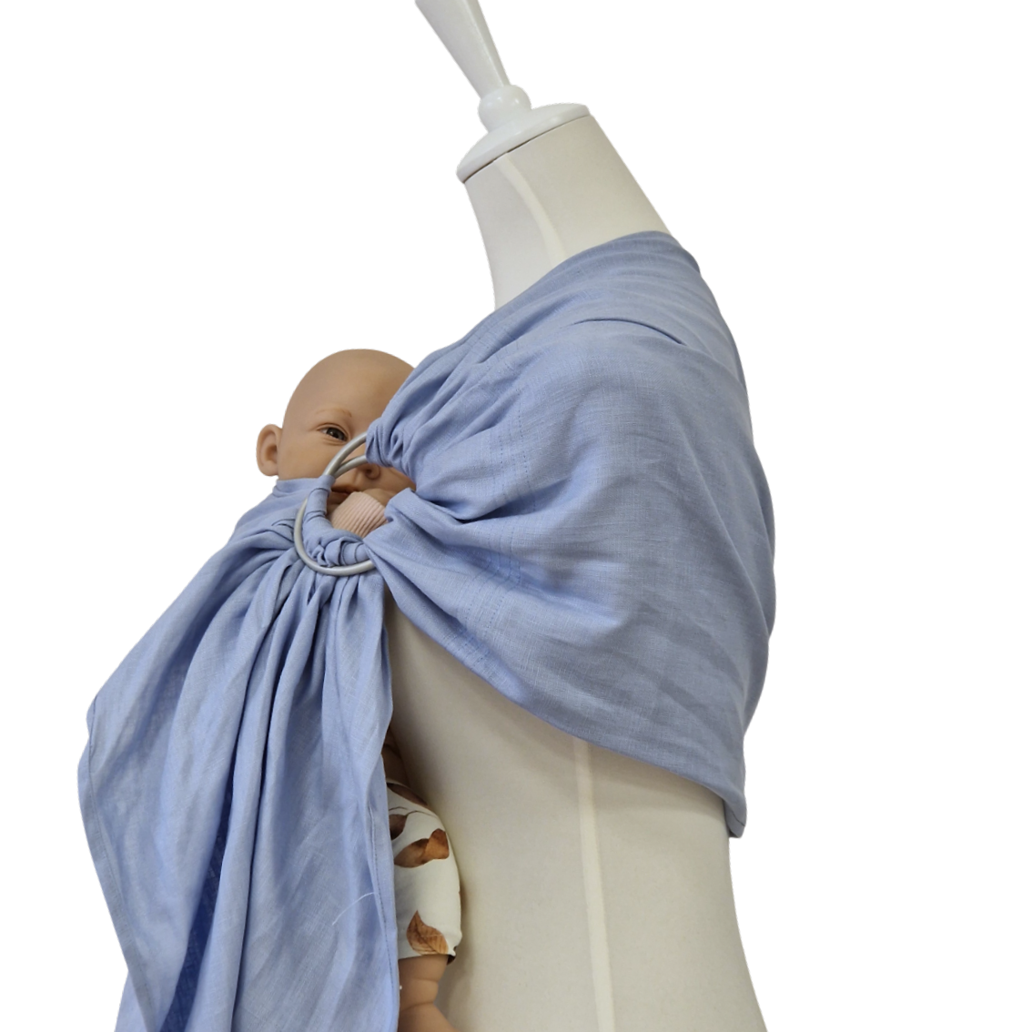 Leinen-RingSling KRISTALLKLAR baby carrier light blue breathable linen baby wrap ring sling
