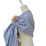 Leinen-RingSling KRISTALLKLAR baby carrier light blue breathable linen baby wrap ring sling