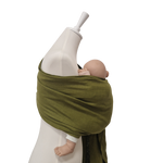 Leinen-RingSling in moosgrün mit atmungsaktivem Leinen für sicheres Babytragen von 3,5 bis 15 kg, stilvoll und nachhaltig